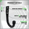 6/12pcs Heavy-Duty Metal Garage Hooks Wall-Mounted Bike and Garden Tool Hanging Storage Hooks Polished Carbon Steel Easy Install
