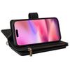 For iPhone 16 Zipper Wallet Case with 15 Card Slots and Strap Leather Phone Cover