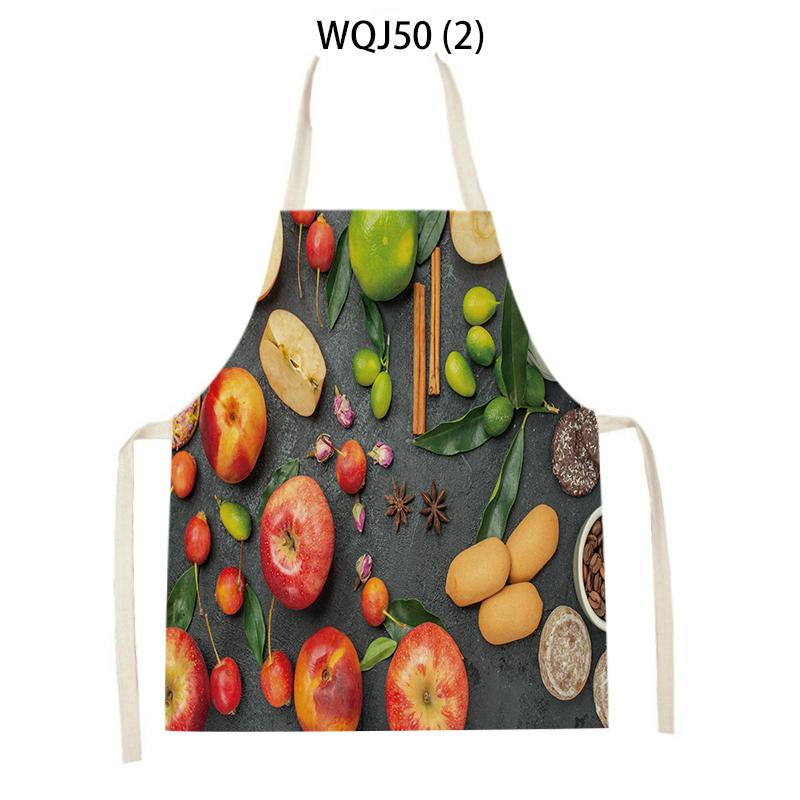 Coffee Hamburger Printed Kitchen Aprons for Adult Kids Household Linen Bib Fruits Vegetables Cooking Baking Apron Cleaning Tool