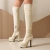 Women's high-heeled boots, sexy European and American style autumn and winter new waterproof table, fine-heeled large-size knee boots
