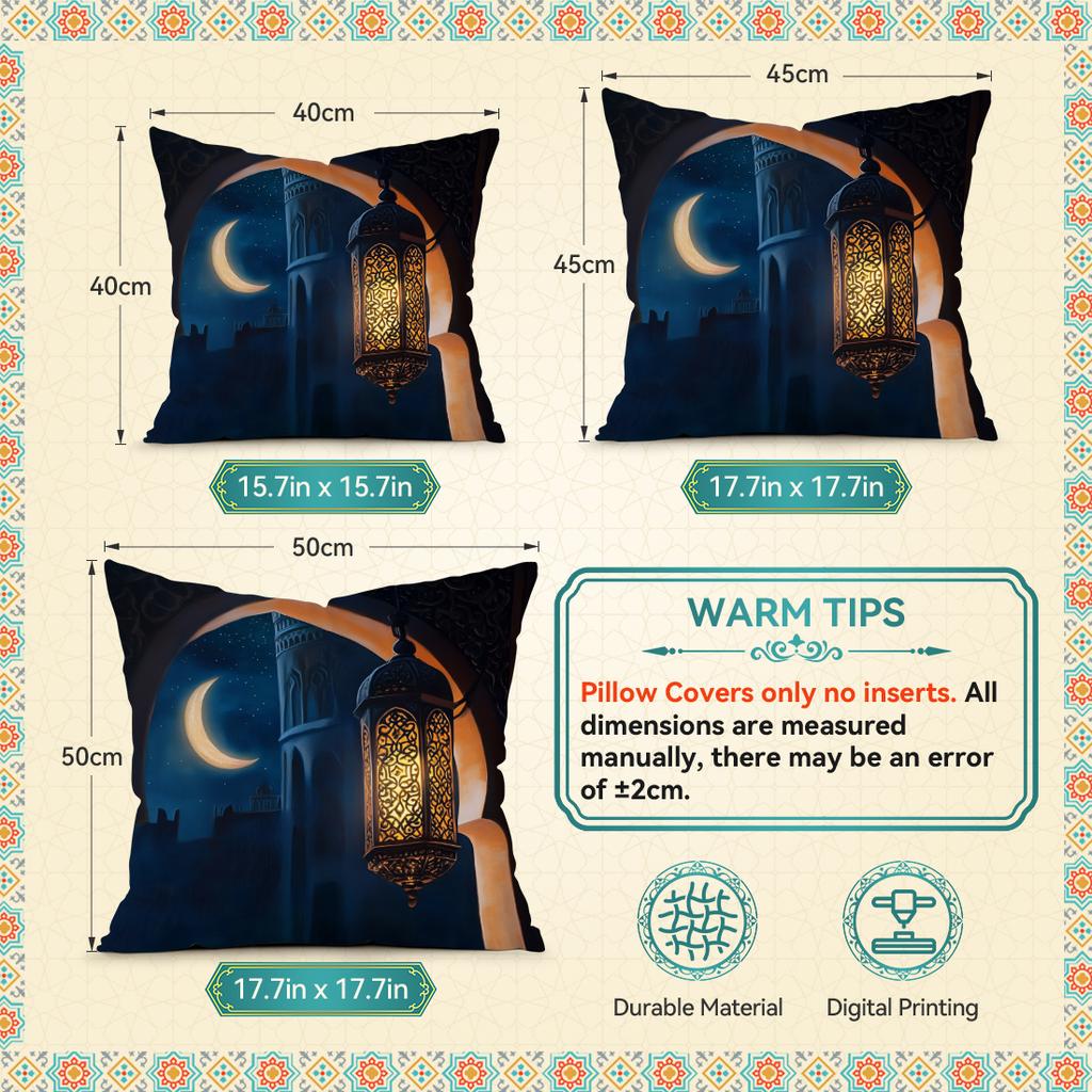 Ramadhan Festival Moon Lantern Decor Cushions Pillowcase Polyester Cushion Cover Throw Pillow Pillowcover Home Car Sofa Decor