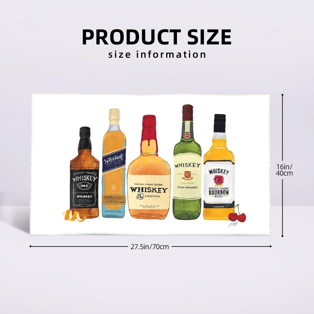 Whiskey Bottles Illustration Soft Face Towel Quick Dry Pool Bath Cotton Towels Breathable