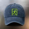 A Washed Hat Featuring an Emergency Exit Sign Pattern a Daily Sunprotection Baseball Cap a Musthave Fashionable Couples H