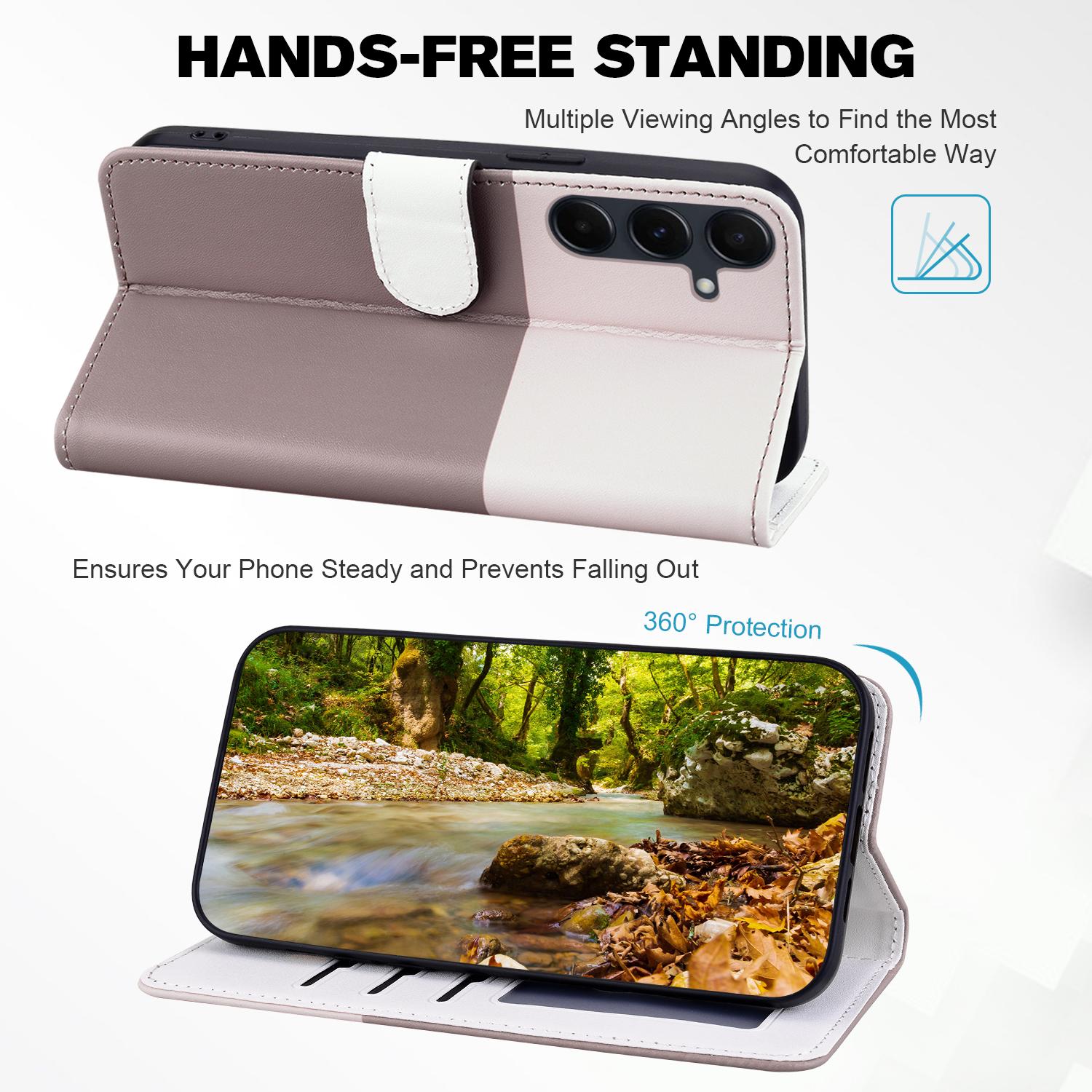 

Cartoon Pet Series for Samsung Galaxy A35 5G Case Wallet Splicing Leather Cover Sky Blue