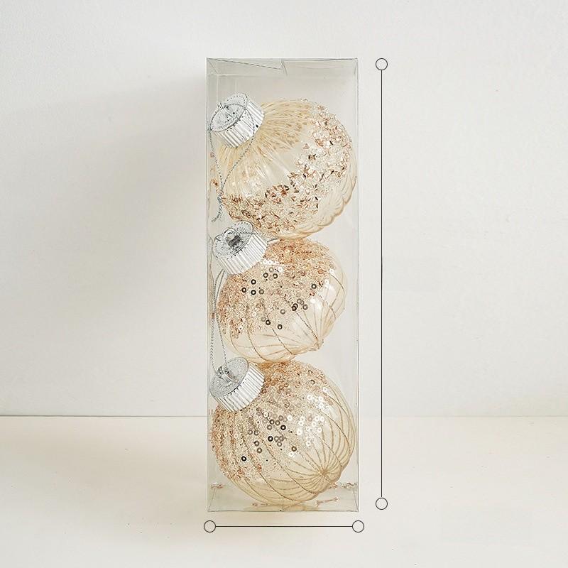 

Christmas Decoration Festive Kit Painted Ornaments Home Party Supplies Decor Champagne Gold 8cm x3