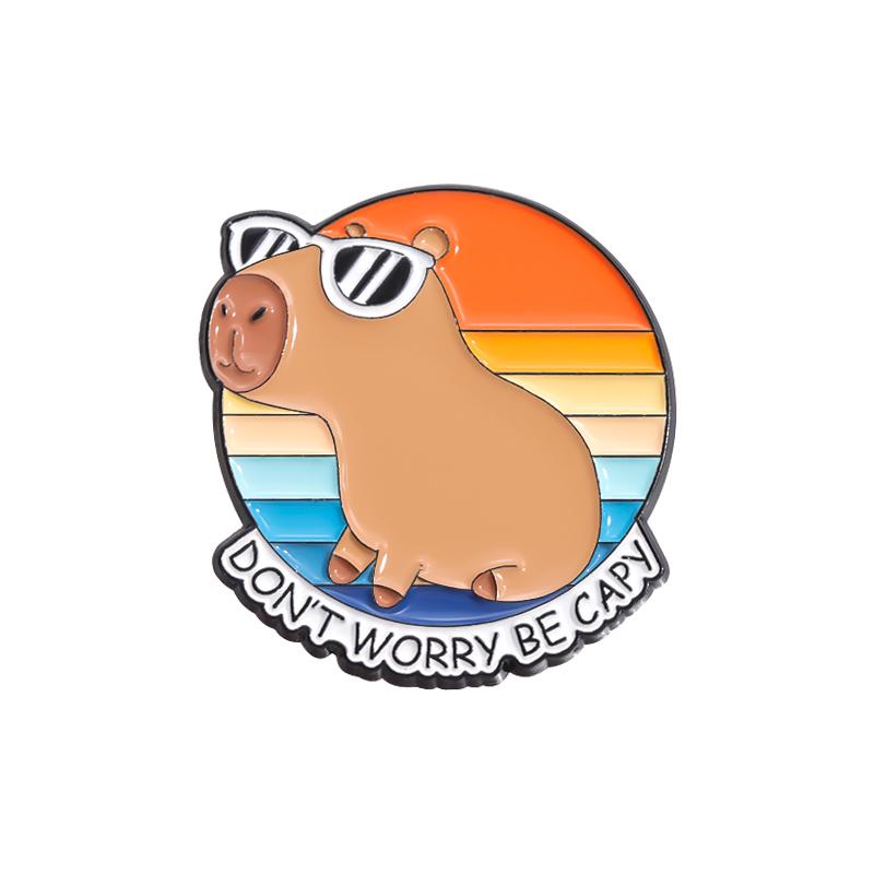 Capybara Nilpferd Emaille Anstecknadeln Individuell Niedlich Lustig Nilpferd Broschen Anstecknadeln Cartoon Tier Schmuck Geschenk für Kinder Freunde