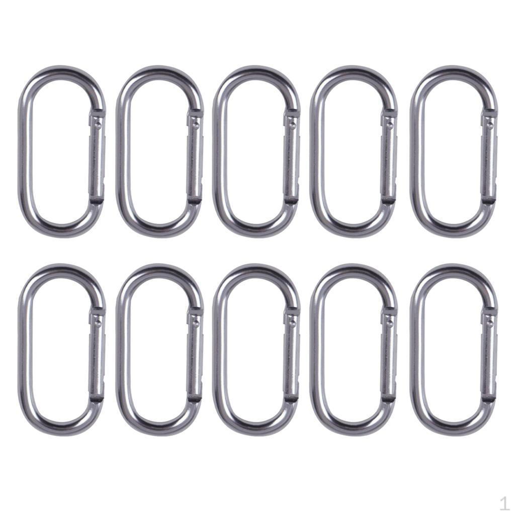 10 Pack Alloy Carabiner Clip Fixed Strong Keychain Aluminum Shape Multifunctional Hook Keyring серебряный