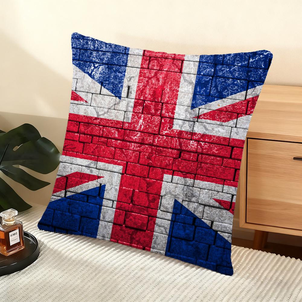 Union Jack Flag Cushion Cover Soft Short Plush Pillow Cover Smooth Cozy Texture Aesthetic Cushion Case Home Decor