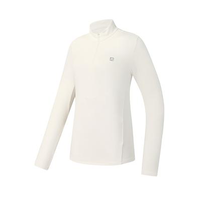 Fitness Outdoor Sports Casual Simple Versatile UV Protection Slim Half-Zip Knitted Long Sleeve T-Shirt Women Tops White A51W541201FWT