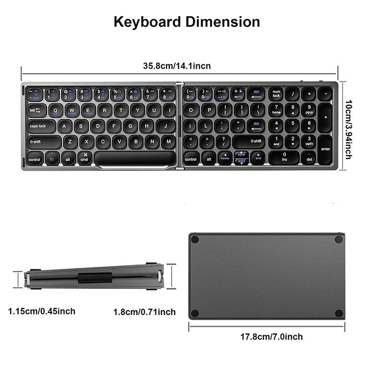 Portable Mini Folding Keyboard Wireless 5.1 Fold Portable Pocket Size Mini bluetooth Keyboard for sony Vaio galaxy Z Fold