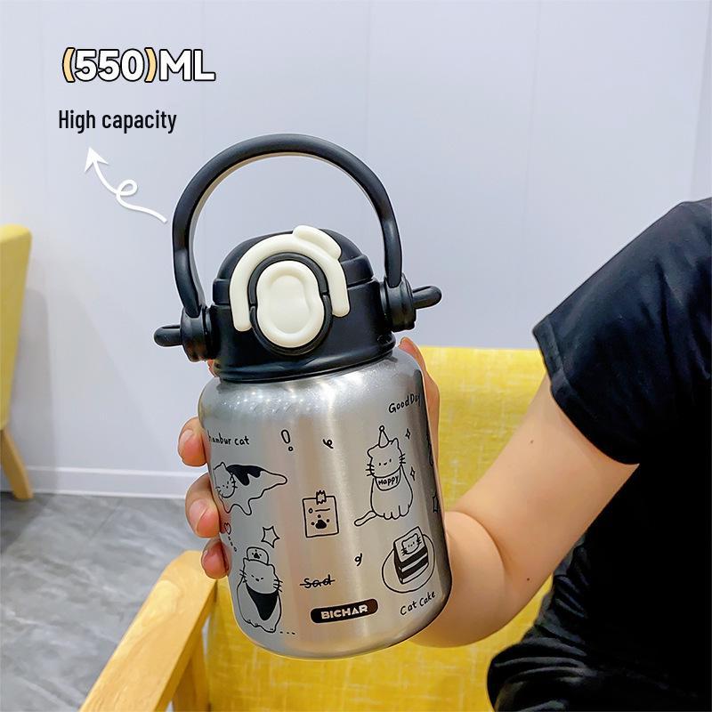 

Women s Large Capacity Thermos Cup with Straw - Ideal for Kids and Students