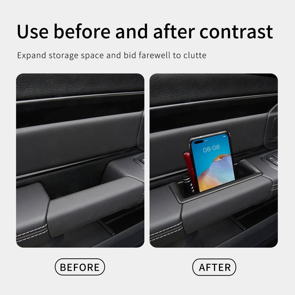 for Dodge Ram 1500 2019-2026 Car Door Handle Storage Box Car Interior Accessories ABS Front Rear Door Storage Organizer Tray