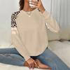 Women's Round Neck Leopard Print Elegant Work Sweatshirt Top