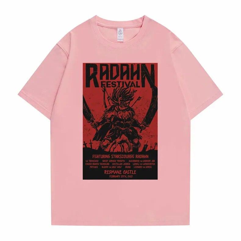 Radahn Festival Grafikdruck T-Shirts Unisex Damen Anime Cartoon Stil T-Shirt Unisex Mode Übergroßes T-Shirt Vintage Streetwear