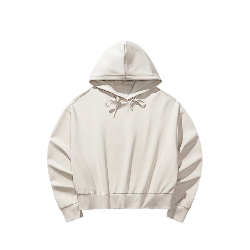 Anta Loose Fit Hooded Simple Letter Print Fashion Sweatshirt Women Tops 162538709-1
