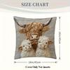 Highland Cow Family Decorative Pillow Cover In Soft Polyester, 45cm X 45cm, with Zipper Closure