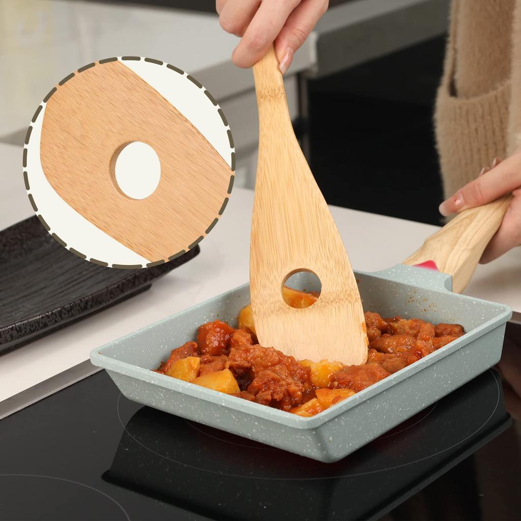 FSC TAKEMI Bamboo Spatula and Chopsticks Set Includes Slotted and Chopping Certified (2-Piece Set) 30cm, Spatula, Chopsticks, Chopsticks, TM-SC2