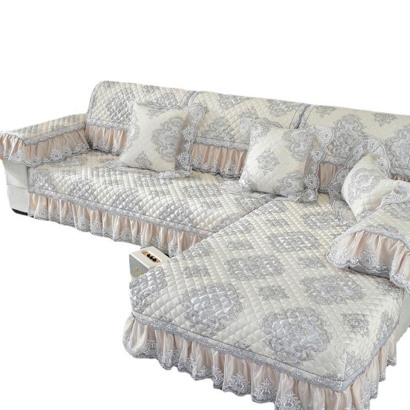 Four Seasons Universal Skirt Sofa Cushion Backrest Cover European Lace Sofa Cover Backrest Cover Anti-Slip Cushion Cover