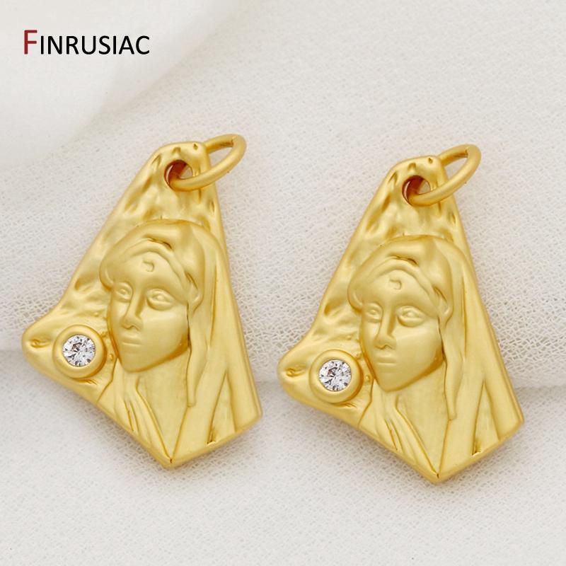 

Gold Color Blessed Virgin Mary Pattern Pendants Copper Metal Commemorative Coin Pendant Charms DIY Jewelry Making Findings