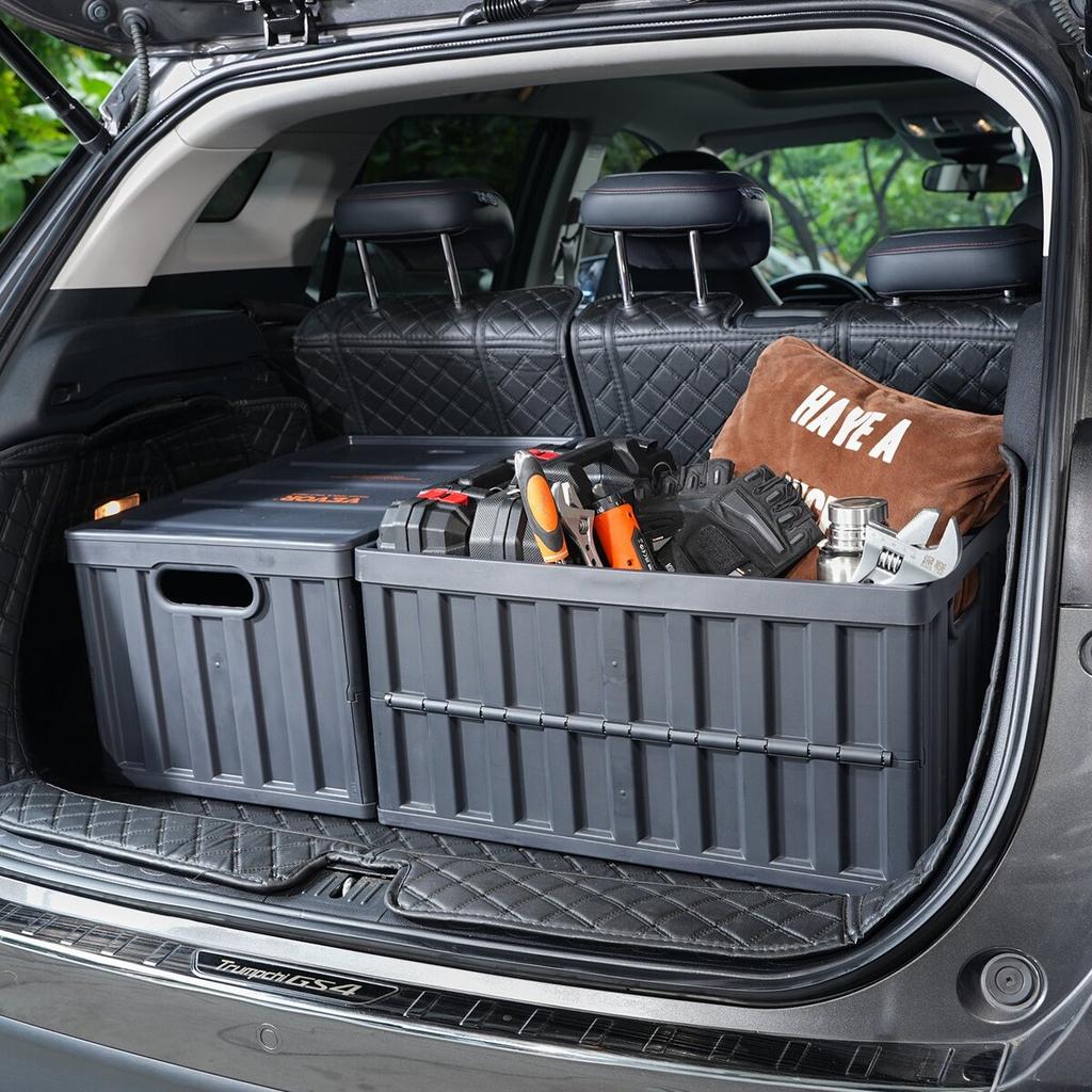 Faltbare Aufbewahrungsboxen mit Deckel, 65L 3er-Pack, Zusammenklappbare stapelbare Kunststoff-Transportkisten mit Griffen, Große strapazierfähige Behälter für Kleidung, Spielzeug,