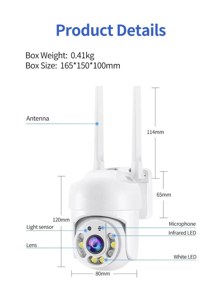 1.5-Inch Outdoor Waterproof Night Vision Camera with Dual-Light and Voice over WiFi HD Monitoring
