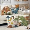 Fahrendom Boho Dinosaur Rawr Decorative Throw Pillow Covers 18 x 18 Set of 4, Bohemian Dino Stay Curious Porch Patio Outdoor Pillowcase, Sun Rainbow