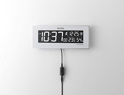 RHYTHM Iroria Alarm Clock, Radio-Controlled, Digital, Gradient LED, 365-Color Display, AC Powered, White, 8RZ173SR03