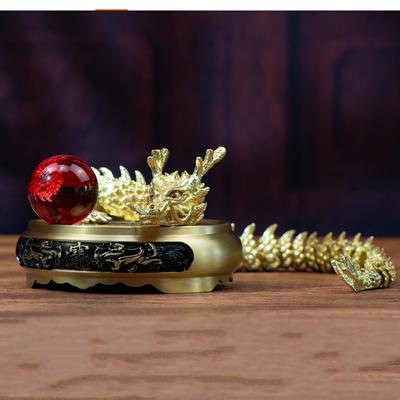 1 pezzo di ornamento divino in ottone con drago dorato dello zodiaco cinese, 3D, artigianato antico, decorazione per la casa Feng Shui