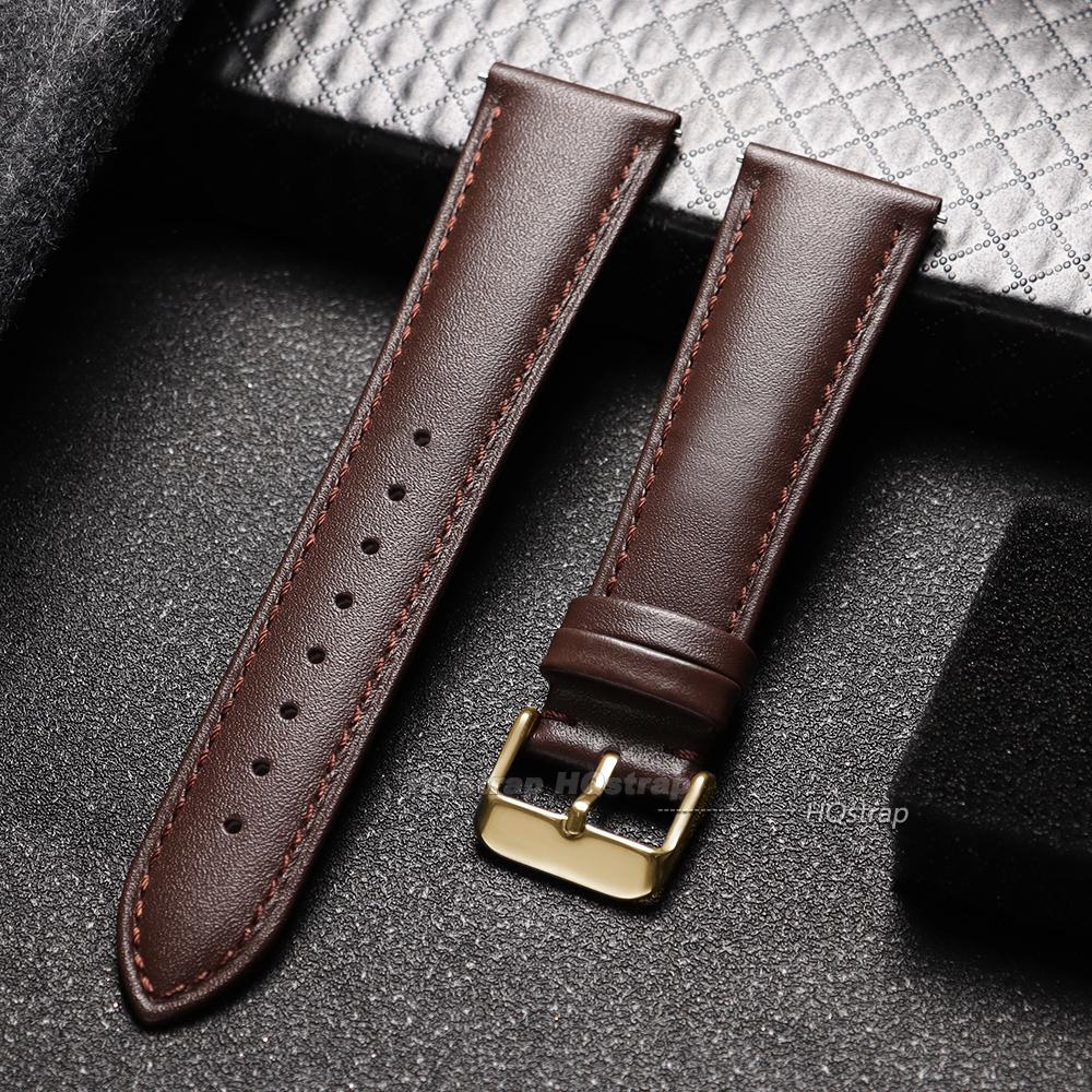12mm 14mm 16mm 18mm 20mm 22mm Kalbsleder Uhrenarmband mit Goldfarbener Dornschließe Schnellwechsel-Armbänder Universelles Armband für Herren Damen