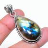 Natural Labradorite Gemstone Handmade 925 Sterling Silver Pendant 1.81" AP-15272