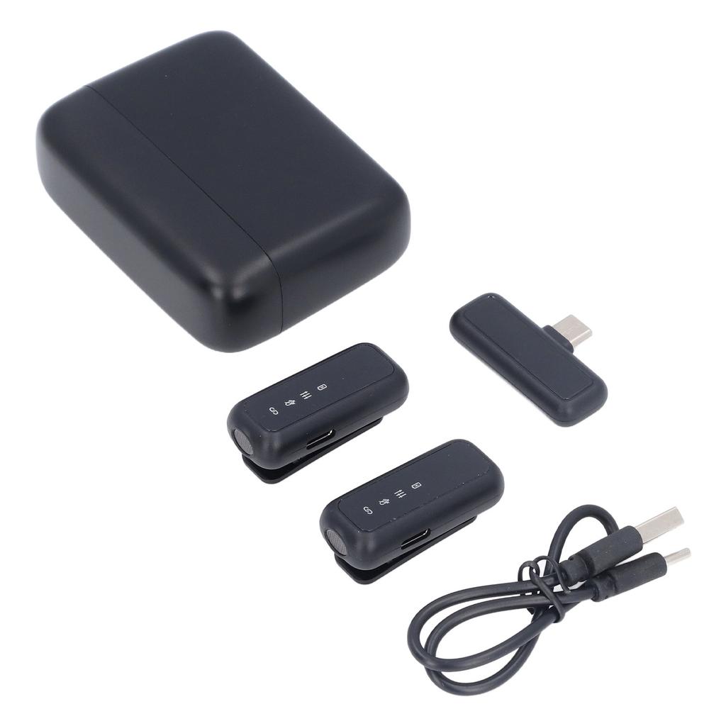 2pcs Wireless Lavalier Microphone with Charging Case Clip On Lapel Microphone Wireless for Video Recording Vlogging