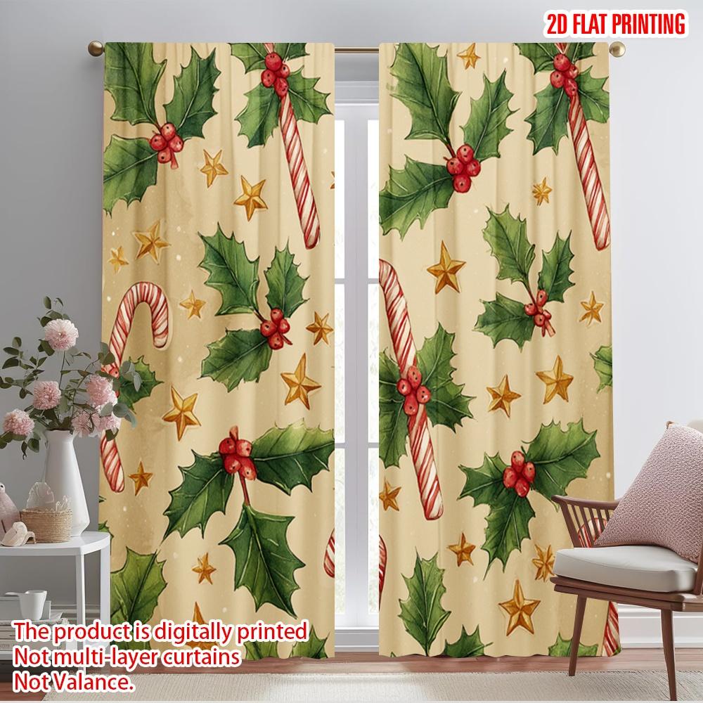 

2pcs,2D plane printing Window Curtain Santa Claus with Gift1 Durable 100% Polyester Fabric (without rod) Decorations Inside for 52.50×116.00 CM 2pcs