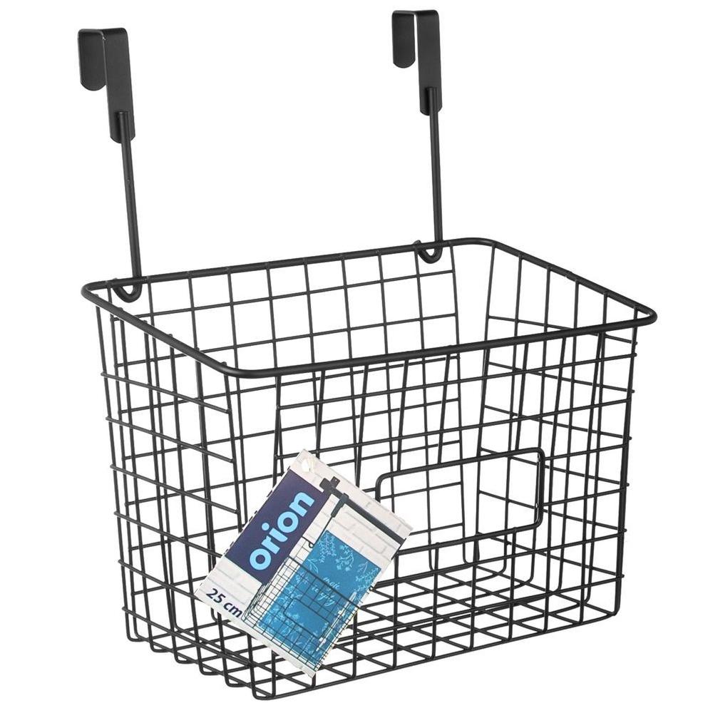 Basket hanging on the cabinet door, metal, black, RADKA, 25x16x30 cm