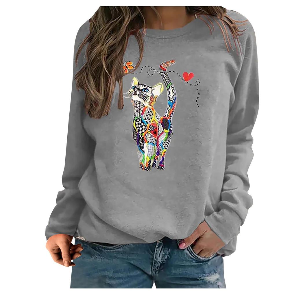 Women's Hooded Print Sweatshirt Long Sleeve Top Women