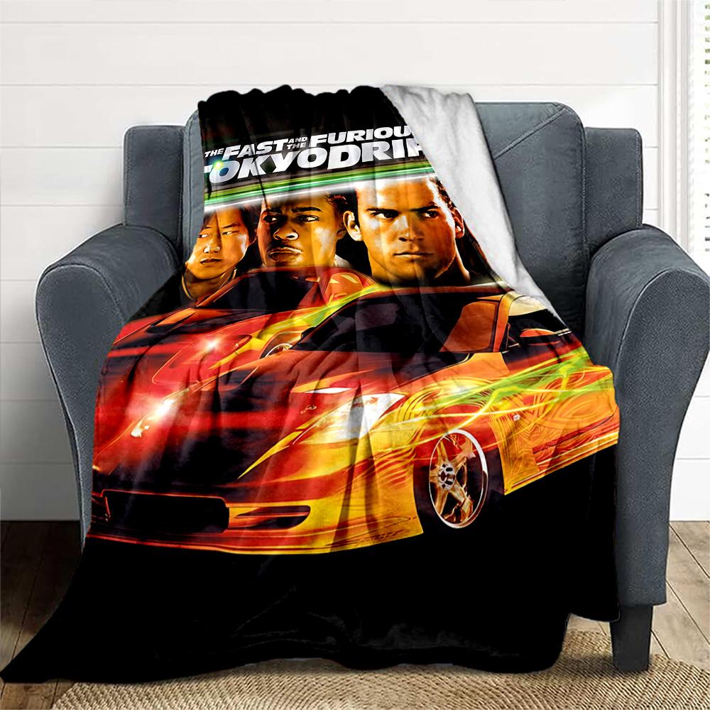 Fast Furious Tokyo Drift Flannel Blanket Super Soft Warm Cozy Blanket for Sofa Bed Office Travel All‑Season Home Decor Gift