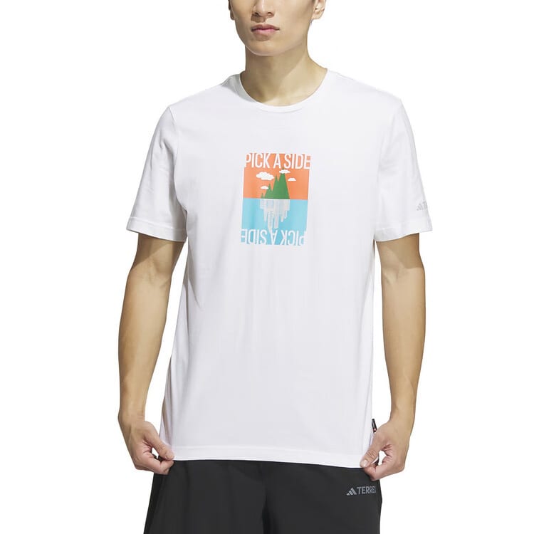 Adidas T Shirts Men's White Crew Neck Moderate Straight Fit IS0271