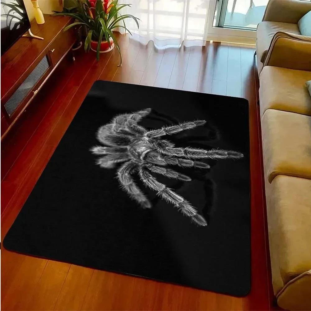 3D Spinne Krabbeln Tier Teppich Halloween Horror Matte Süßes oder Saures Teppiche Teenager Schlafzimmer Bodenmatte Festival Heimdeko Fußmatte
