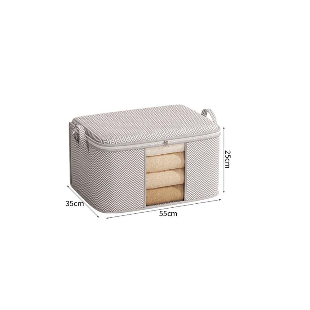 Non-woven Clothes Storage Bag Visible Dustproof Quilt Storage Bag Fishbone Pattern Foldable Storage Box