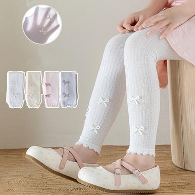 Spring Summer Girls Leggings Baby Thin Bowknot Mesh Socks Breathable Student Cotton Tights Kids Princess Pantyhose