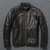 Stile RL Top Layer Oil Waxed Pelle di Vacchetta Vera Giacca Uomo Collo Alto Marrone Motociclo Giacca Uomo Biker Giacca Primavera Autunno