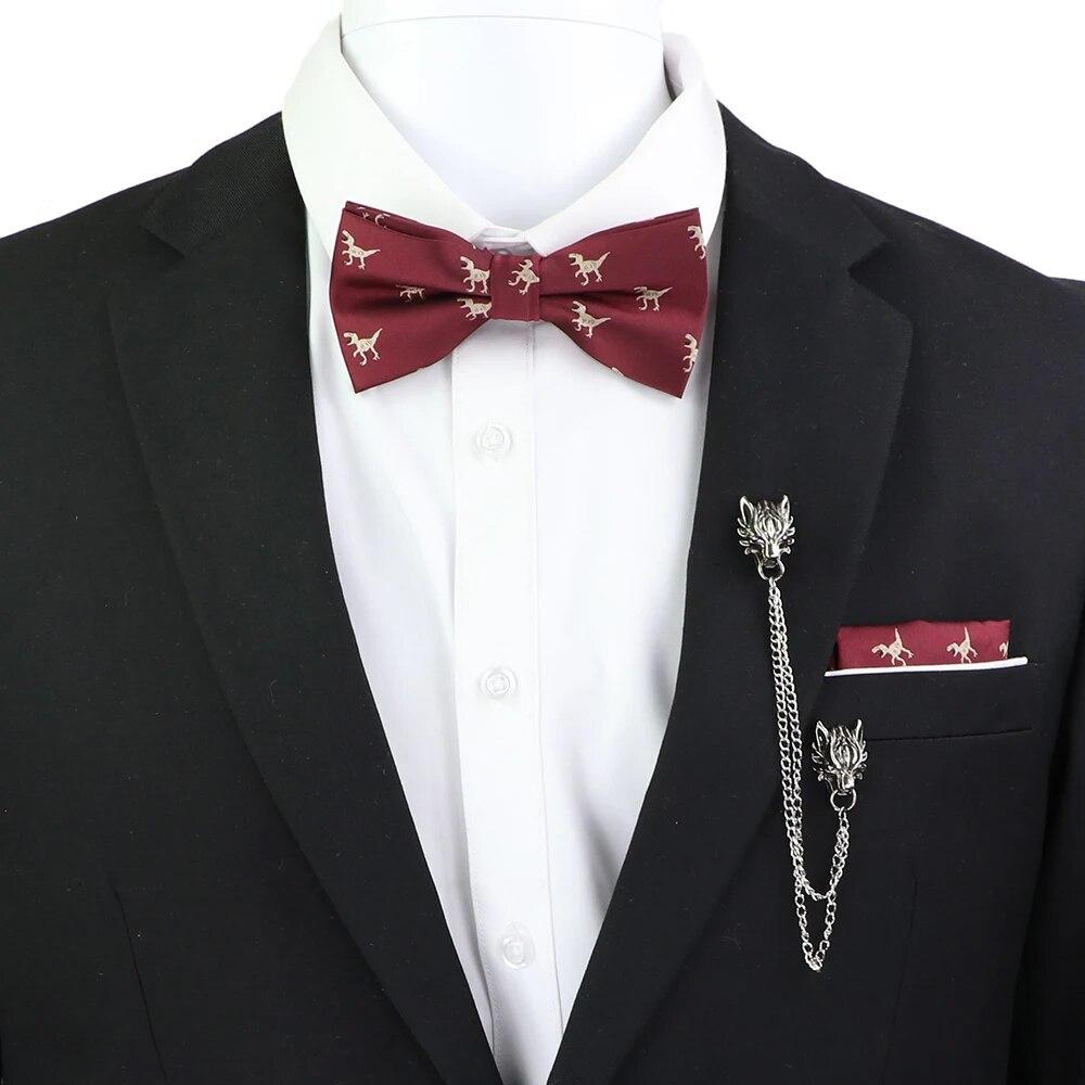 Набір краваток-метеликів, візерунок із зображенням черепа-дракона, чоловіки, платок із метеликами, брошка з китицями, весілля, вечірка на Хелловін,