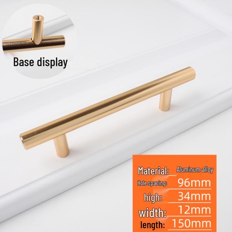 Nordic Minimalist Gold Aluminum Round Bar Handle for Cabinets & Wardrobes