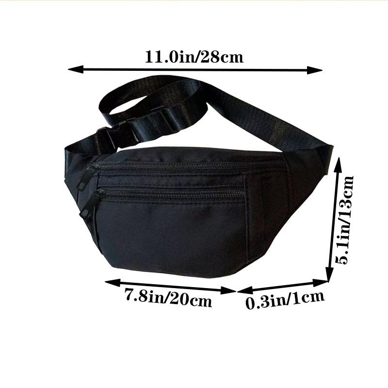 Practical Versatile Black Waist Bag Multi-pocket Design Adjustable-strap Lightweight for Daily Use Casual Bag