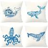 Home Decor Ocean-Inspired Whale & Octopus Throw Pillows Pattern Cushion Cover Suitable For Sofa Bedroom Car Pillow Cover