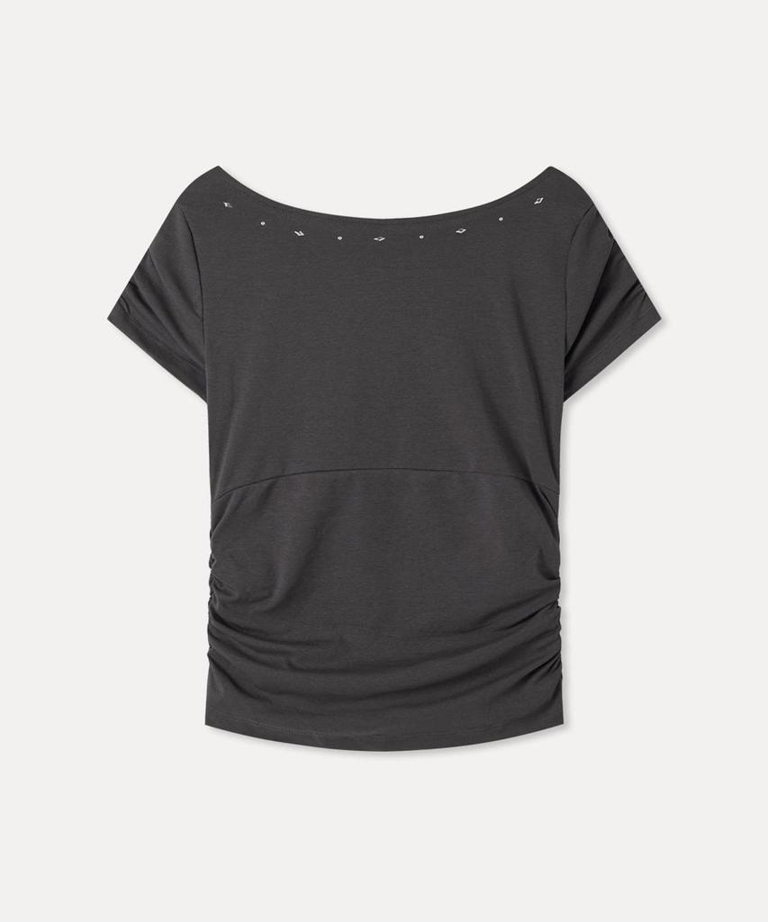 MIXXO Studded Shirred Short Sleeve T-Shirt_Miwhwg749A