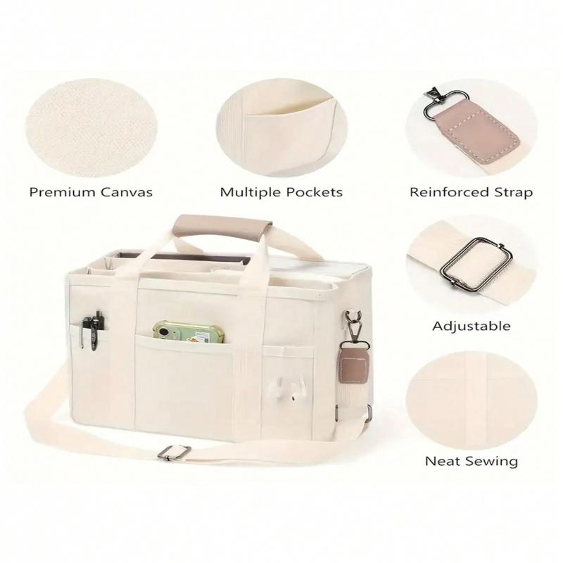 Axelväska med stor kapacitet och flera fickor med fack, multifunktionell handväska med handtag