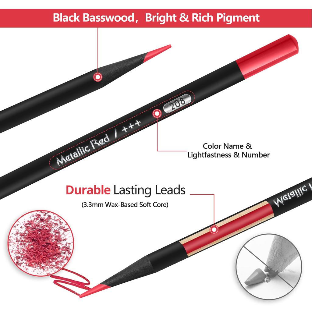 HIFORNY 78 Premium Black Edition Adult Colored Pencil Set 72 Colored Pencils with Artist Softcore Art Supplies for and Kids – Extras, Adults,