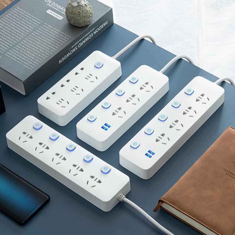 Multi-Outlet Power Strip with USB and Individual Switches