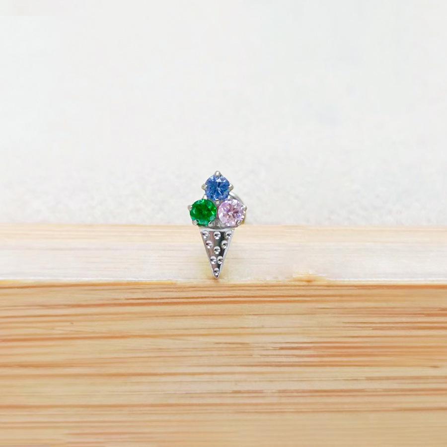 F136 Star Moon Diamond Lip Stud 5-Sided Iron Tower Ear Cartilage Piercing Jewelry 1.2x6/8mm