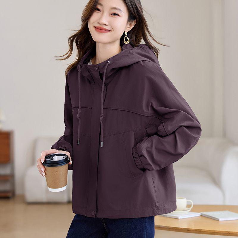 2025 Women's Petite Hooded Trench Coat - Casual Fashion for Spring and Autumn